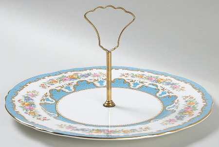 Lyric Tunis Blue (Embossed Line Rim) Round Serving Plate with Handle (DP)