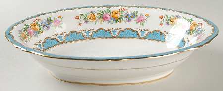 Lyric Tunis Blue (Embossed Line Rim) 10" Oval Vegetable Bowl