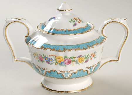 Lyric Tunis Blue (Embossed Line Rim) Sugar Bowl & Lid