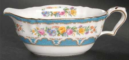 Lyric Tunis Blue (Embossed Line Rim) Gravy Boat
