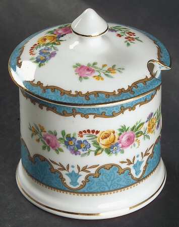 Lyric Tunis Blue (Embossed Line Rim) Mustard Jar & Lid