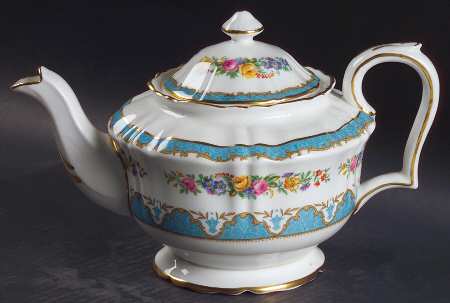 Lyric Tunis Blue (Embossed Line Rim) Teapot & Lid