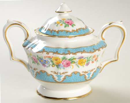 Lyric Tunis Blue (Embossed Line Rim) Mini Sugar Bowl & Lid