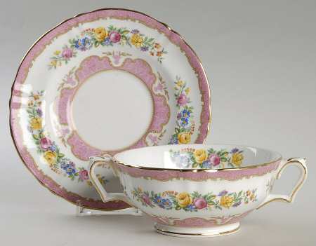 Lyric Tunis (Scalloped) Footed Cream Soup Bowl & Saucer Set