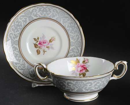 Park Lane Footed Cream Soup Bowl & Saucer Set