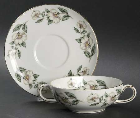 Pear Blossom Flat Cream Soup Bowl & Saucer Set