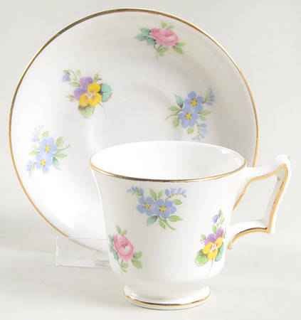 Rose Pansy Footed Demitasse Cup & Saucer Set
