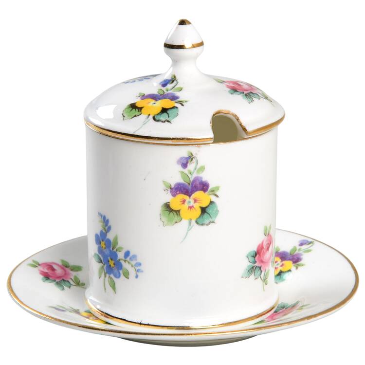 Rose Pansy Jam/Jelly & Lid W/Underplate