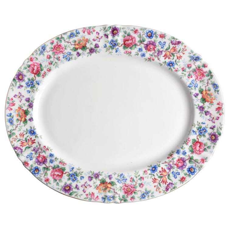 Springtime (Scalloped, Embossed) 13" Oval Serving Platter