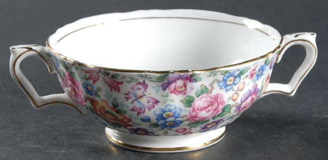 Springtime (Scalloped, Embossed) Footed Cream Soup Bowl