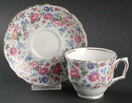 Springtime (Scalloped, Embossed) Footed Cup & Saucer Set