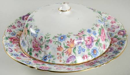 Springtime (Scalloped, Embossed) Round Covered Butter