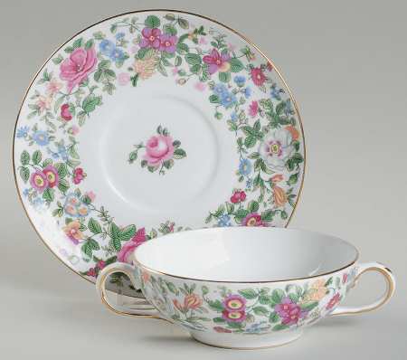 Thousand Flowers Flat Cream Soup Bowl & Saucer Set