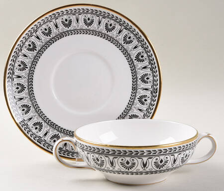 Victoria Black Flat Cream Soup Bowl & Saucer Set