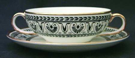Victoria Black Flat Cream Soup Bowl & Saucer Set