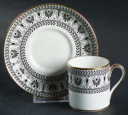Victoria Black Flat Demitasse Cup & Saucer Set