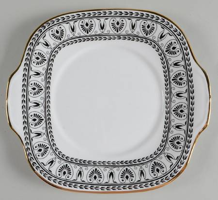 Victoria Black Square Handled Cake Plate