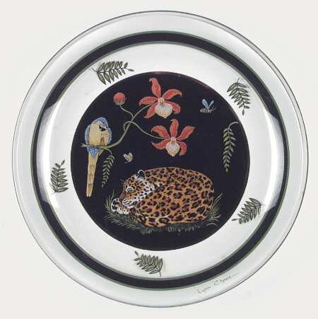 Jaguar Jungle Glassware Dessert Plate by Lynn Chase
