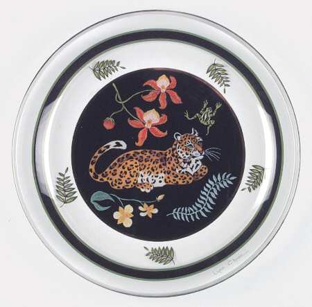 Jaguar Jungle Glassware Dessert Plate by Lynn Chase