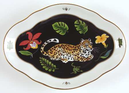 Jaguar Jungle Large Leaf Dish by Lynn Chase