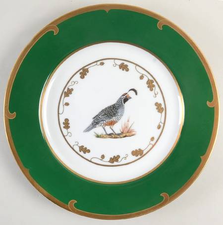 Winter Game Birds Green Service Plate (Charger)