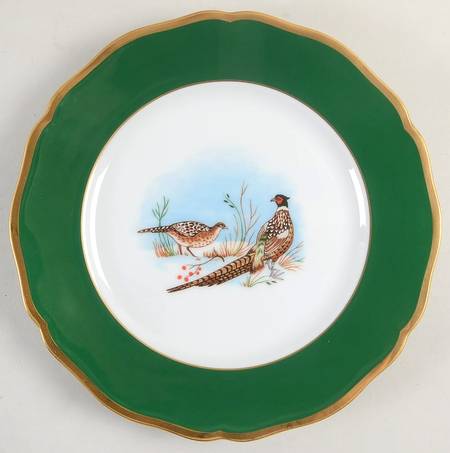 Winter Game Birds Green Luncheon Plate