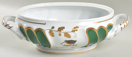Winter Game Birds Green Tureen No Lid