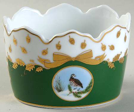 Winter Game Birds Green Open Candy Dish