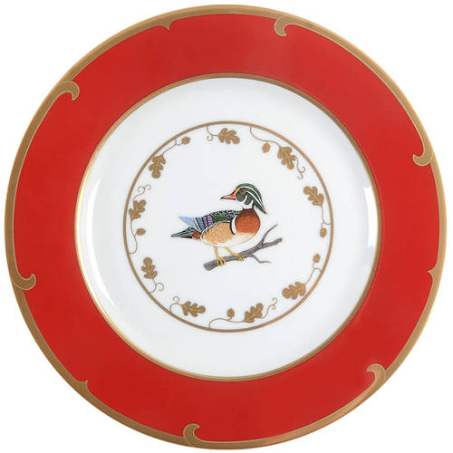 Winter Game Birds Red Accent Service Plate (Charger)
