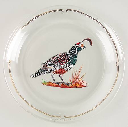 Winter Game Birds Red Glassware Canape Plate
