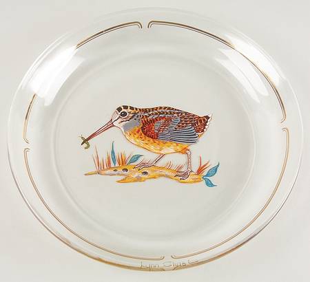 Winter Game Birds Red Glassware Canape Plate