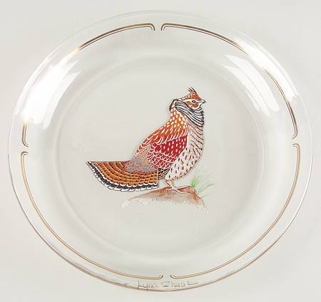 Winter Game Birds Red Glassware Canape Plate