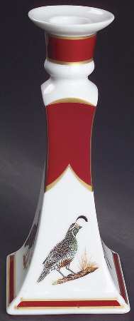 Winter Game Birds Red 8" Tall Candlestick