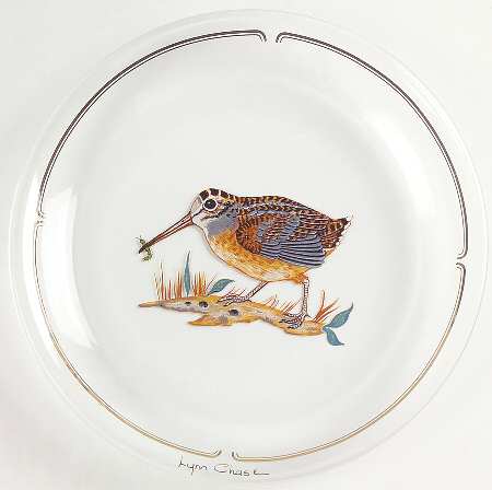 Winter Game Birds Red Glassware Dessert Plate