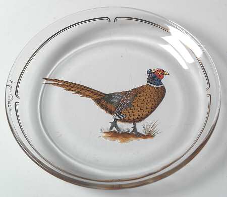 Winter Game Birds Red Glassware Dessert Plate