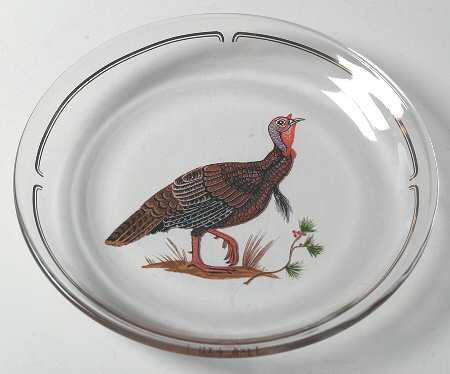 Winter Game Birds Red Glassware Dessert Plate