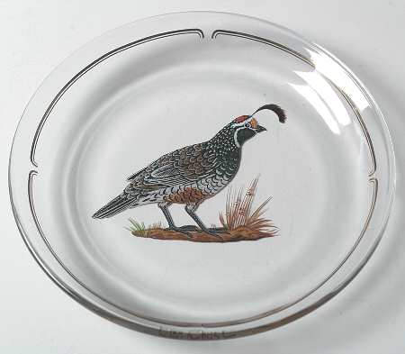 Winter Game Birds Red Glassware Dessert Plate