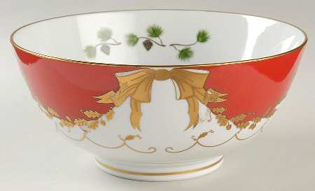 Winter Game Birds Red 10" Large Salad Serving Bowl