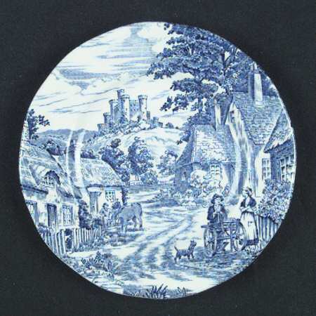 English Village Blue Bread & Butter Plate