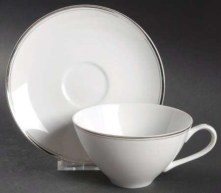 Platinum Wedding Band Flat Cup & Saucer Set by Correct Table Serv