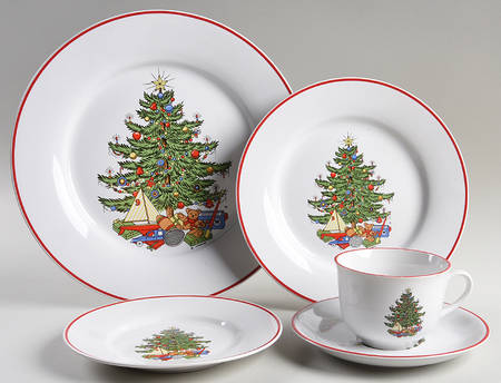 American Christmas Tree (White) 5 Piece Place Setting
