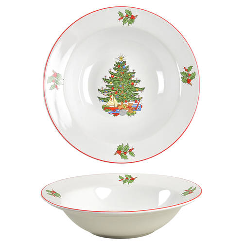 American Christmas Tree (White) 9" Round Vegetable Bowl