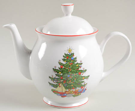 American Christmas Tree (White) Teapot & Lid