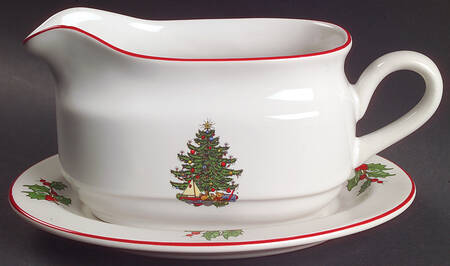 American Christmas Tree (White) Gravy Boat & Underplate