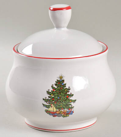 American Christmas Tree (White) Sugar Bowl & Lid