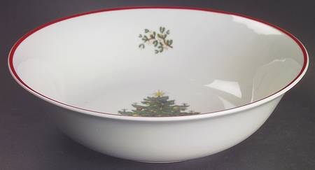 American Christmas Tree (White) 8" Round Vegetable Bowl