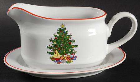 American Christmas Tree (White) Gravy Boat & Underplate