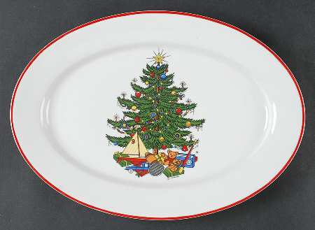 American Christmas Tree (White) 12" Oval Serving Platter