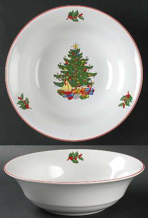 American Christmas Tree (White) 8" Round Vegetable Bowl