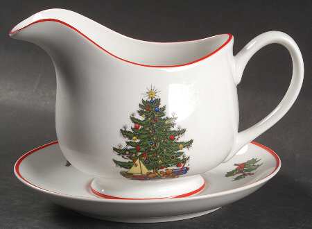 American Christmas Tree (White) Gravy Boat & Underplate